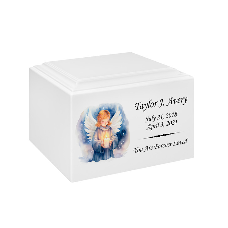 Angel Girl Baby Infant Child Watercolor Stonewood Cremation Urn