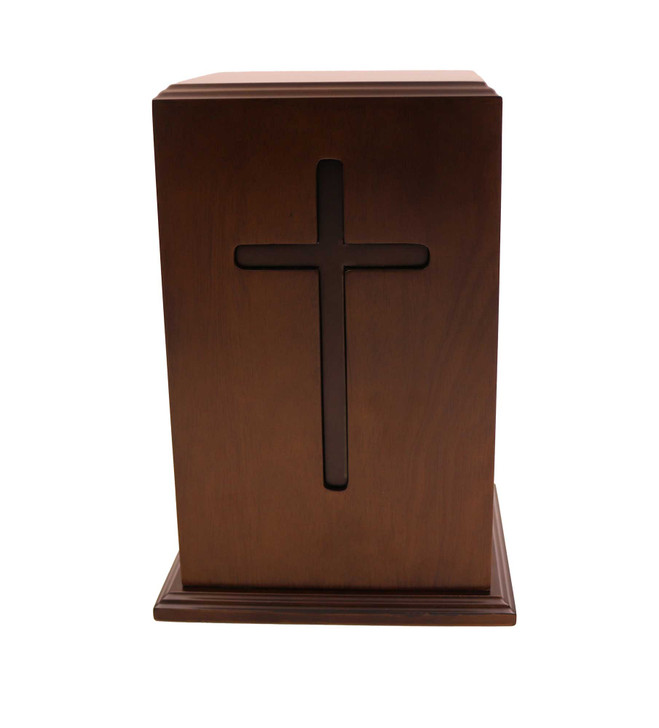 Cross Solid Wood Adult Cremation Urn - Case of 8