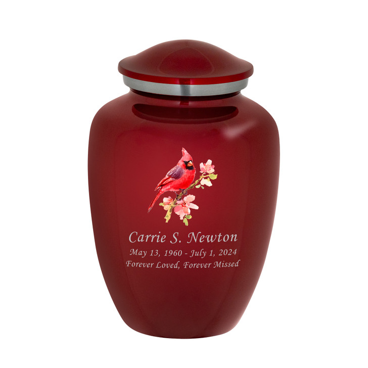 Cardinal Watercolor Cremation Urn