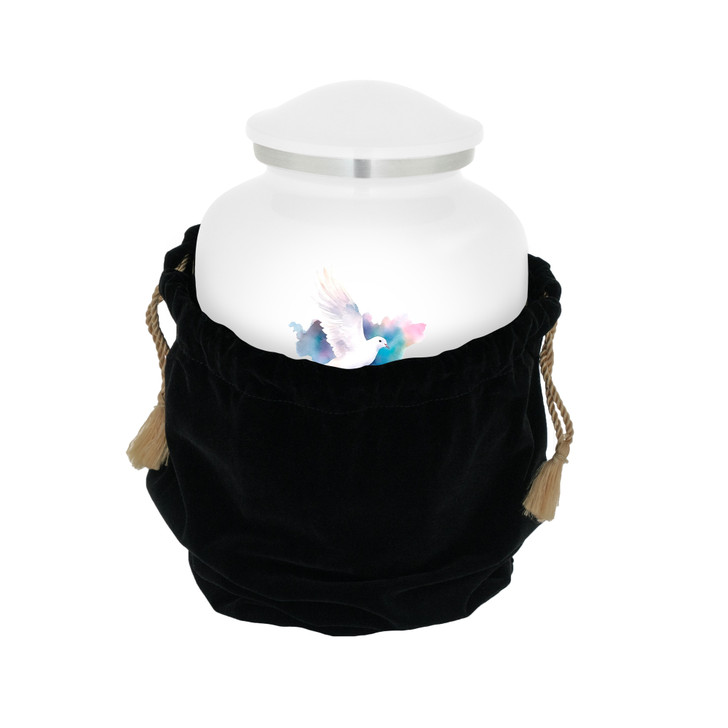 Flying Dove Watercolor Cremation Urn