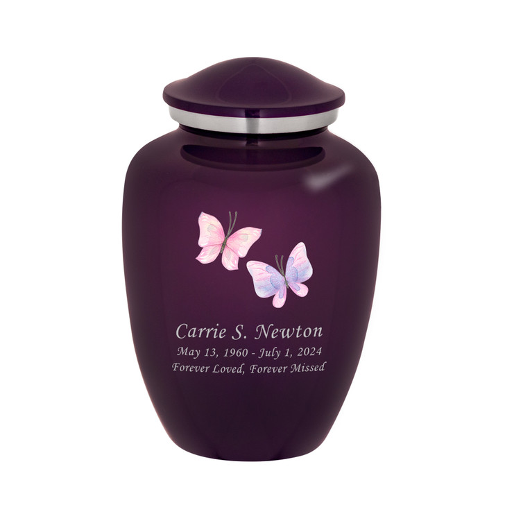 Two Butterflies Watercolor Cremation Urn