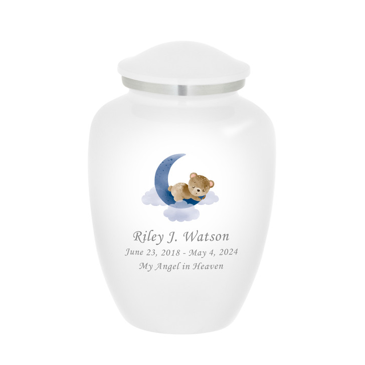 Teddy Bear Moon Baby Infant Child Watercolor Cremation Urn