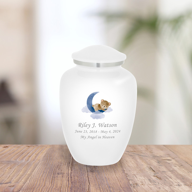 Teddy Bear Moon Baby Infant Child Watercolor Cremation Urn