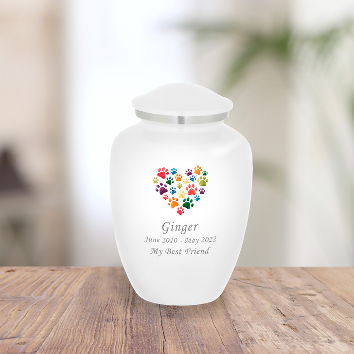Paw Heart Watercolor Pet Cremation Urn