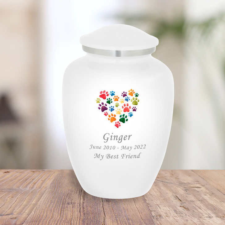 Paw Heart Watercolor Pet Cremation Urn