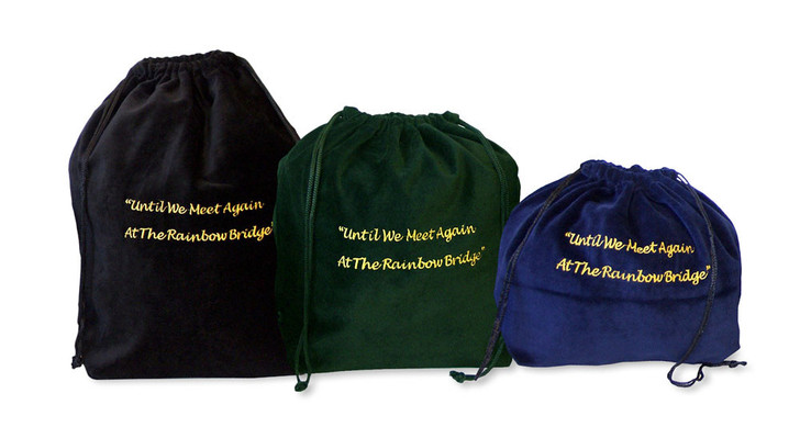 10 Pack Rainbow Bridge Velvet Pet Cremation Urn Bags 3 Sizes - 5 Colors