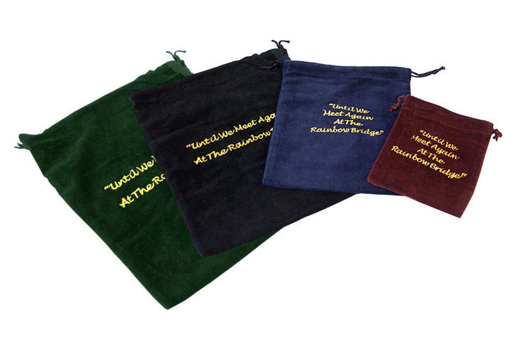 10 Pack Rainbow Bridge Velvet Pet Cremains Bag For Ashes 4 Sizes - 5 Colors