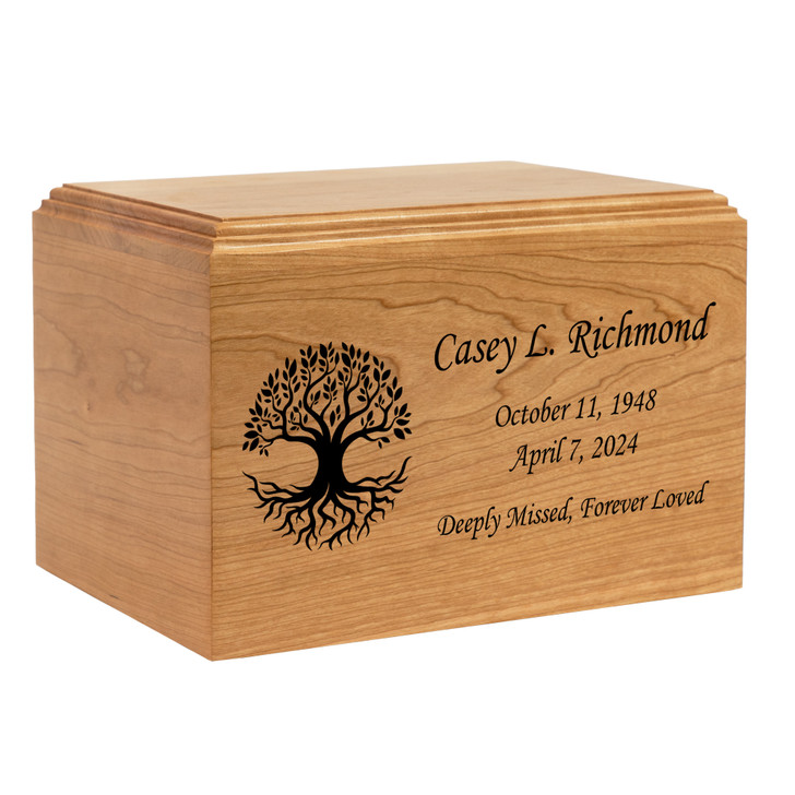 Tree of Life Craftsman Solid Cherry Wood Cremation Urn