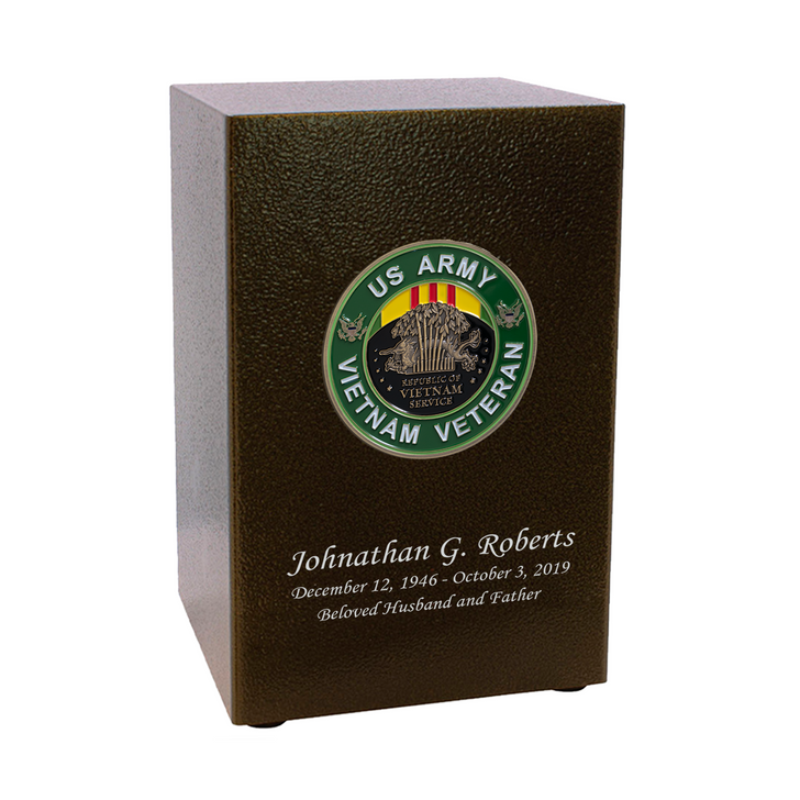 Vietnam Veteran Hero Medallion Antique Bronze Finish Beaumont Cremation Urn