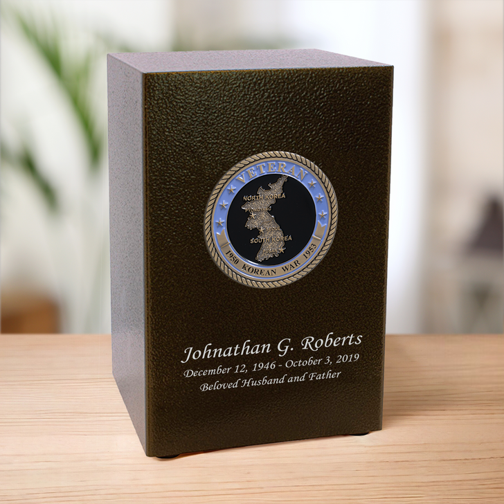 Korean War Veteran Hero Medallion Antique Bronze Finish Beaumont Cremation Urn