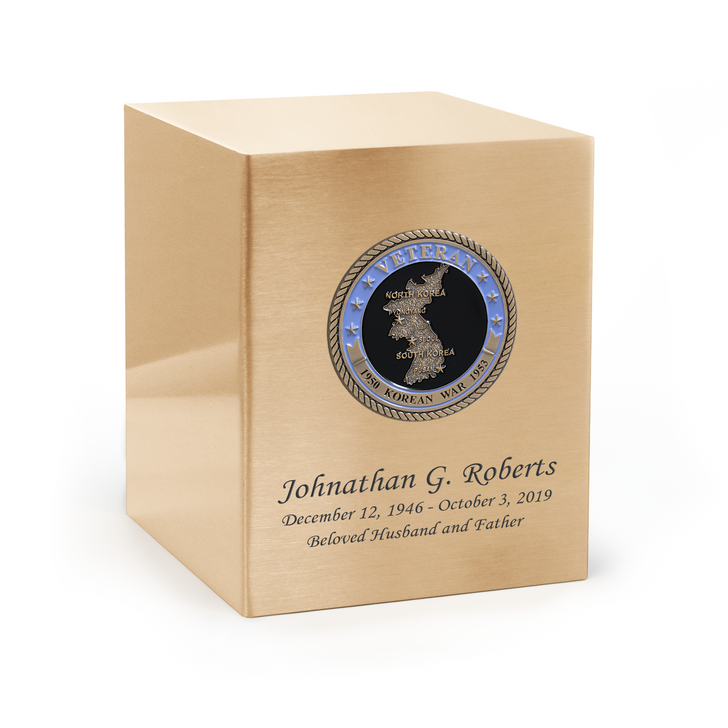Korean War Veteran Hero Medallion Bronze Cremation Urn