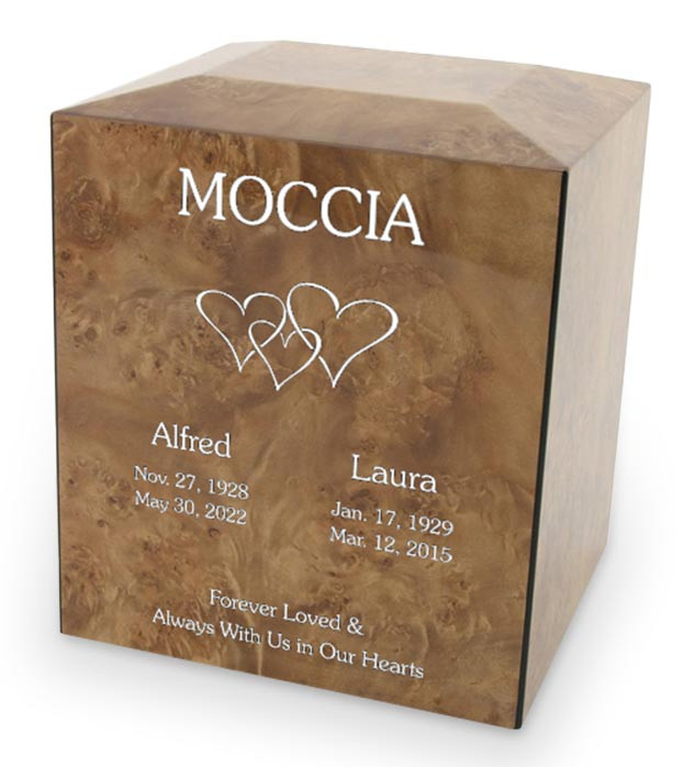 Mid-Century Modern Companion Wood Cremation Urn - Wholesale Only