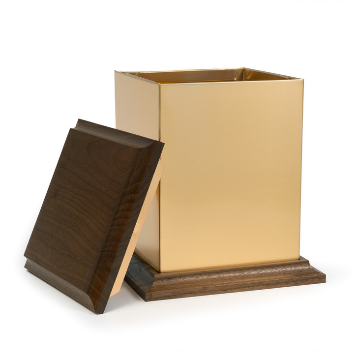 Army Air Corps World War II Veteran Hero Medallion Sheet Bronze With Walnut Trim Snap-Top Cremation Urn