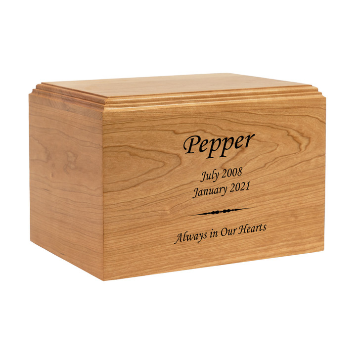 Personalized Pet Craftsman Solid Cherry Wood Cremation Urn