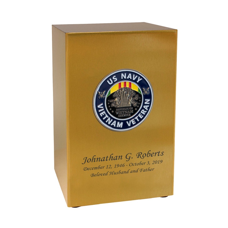Navy Vietnam Veteran Hero Medallion Bronze Finish Beaumont Cremation Urn