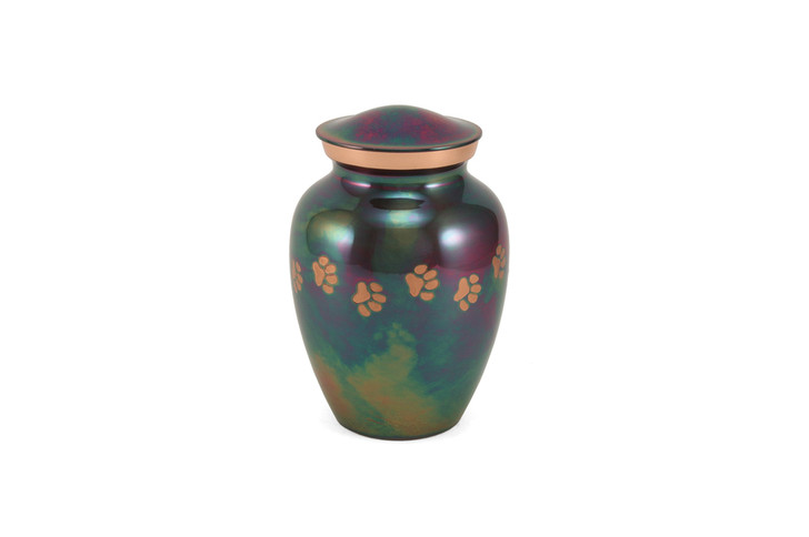 Paw Print Raku & Copper Classic Vase Style Pet Cremation Urn - Case Quantity