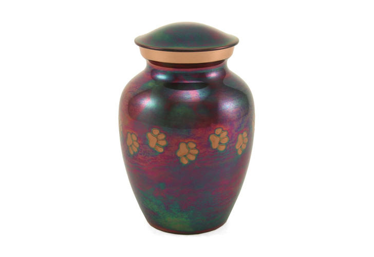 Paw Print Raku & Copper Classic Vase Style Pet Cremation Urn - Case Quantity