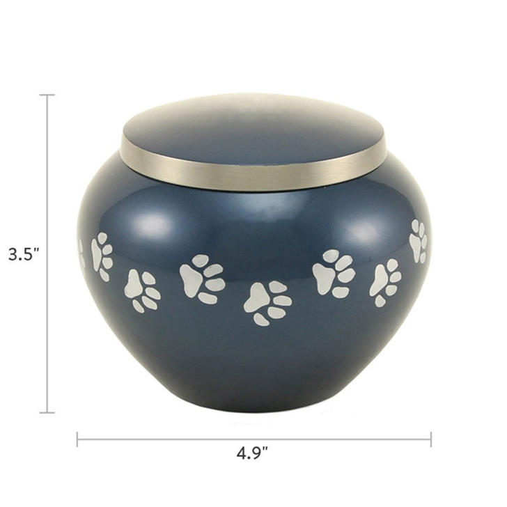 Paw Print Odyssey Moonlight Blue Classic Vase Style Pet Cremation Urn - Case Quantity