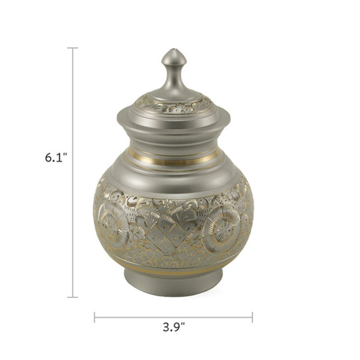 Silver Engraved Vase Style Pet Cremation Urn - Case Quantity