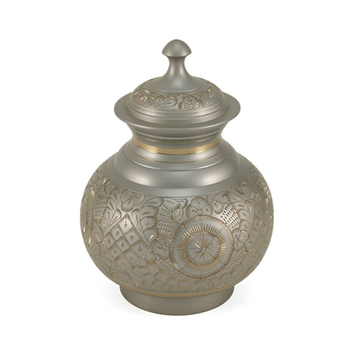 Silver Engraved Vase Style Pet Cremation Urn - Case Quantity