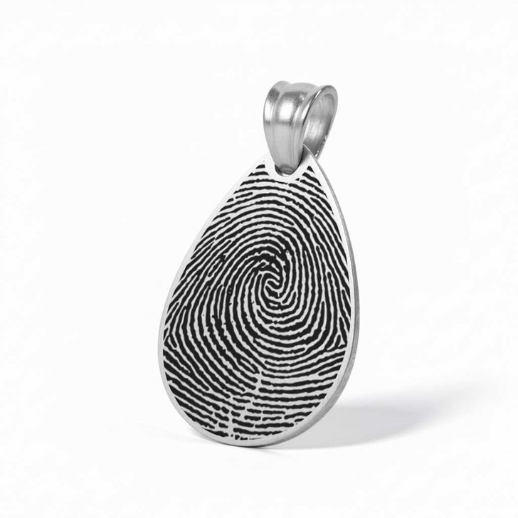 Tear Drop Custom Fingerprint Memorial Jewelry Necklace