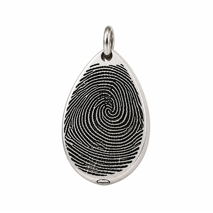 Tear Drop Custom Fingerprint Memorial Jewelry Necklace