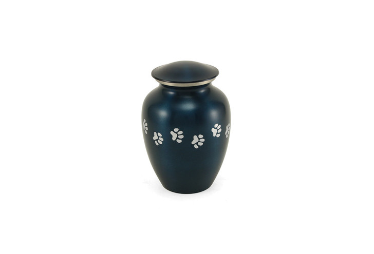 Paw Print Blue Classic Vase Style Pet Cremation Urn