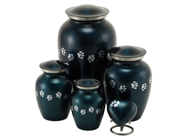 Paw Print Blue Classic Vase Style Pet Cremation Urn