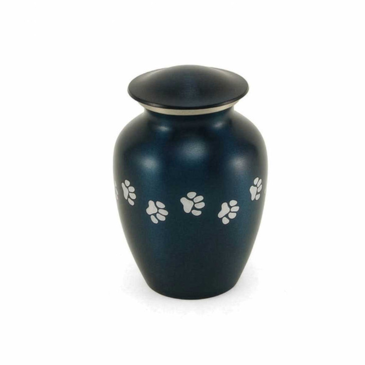Paw Print Blue Classic Vase Style Pet Cremation Urn