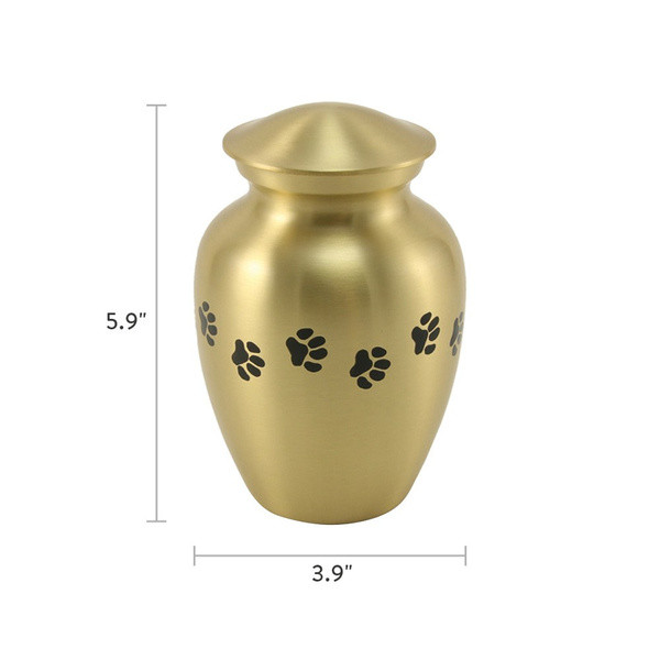 Paw Print Gold Classic Vase Style Pet Cremation Urn