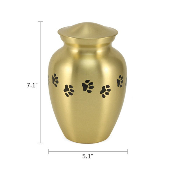Paw Print Gold Classic Vase Style Pet Cremation Urn