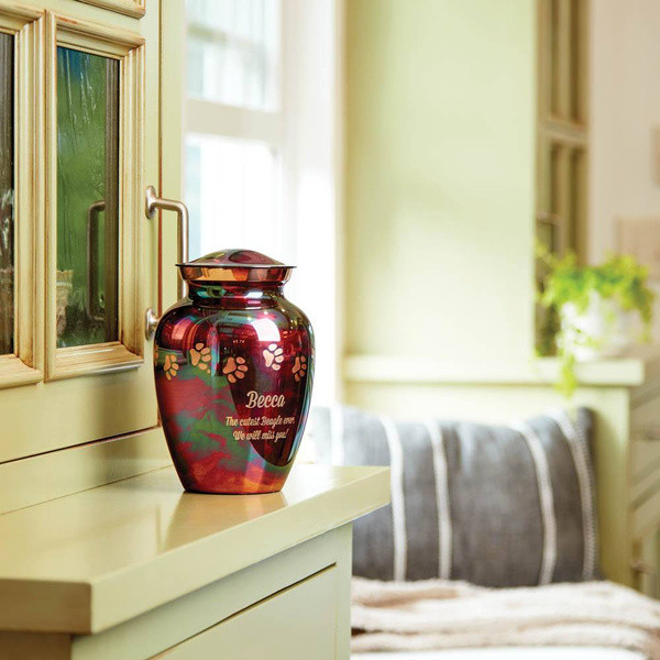 Paw Print Raku Classic Vase Style Pet Cremation Urn