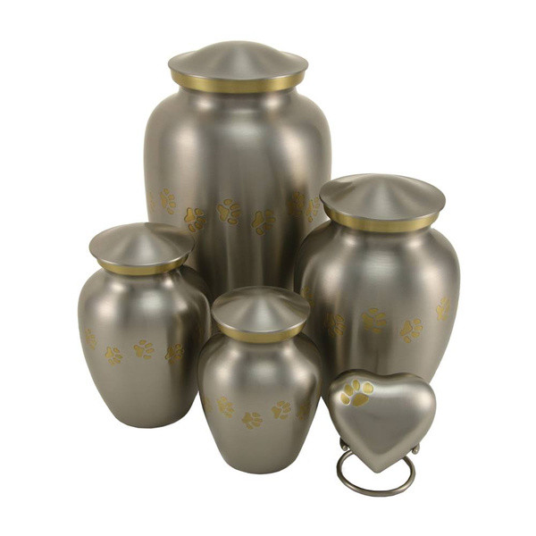 Paw Print Pewter Classic Vase Style Pet Cremation Urn