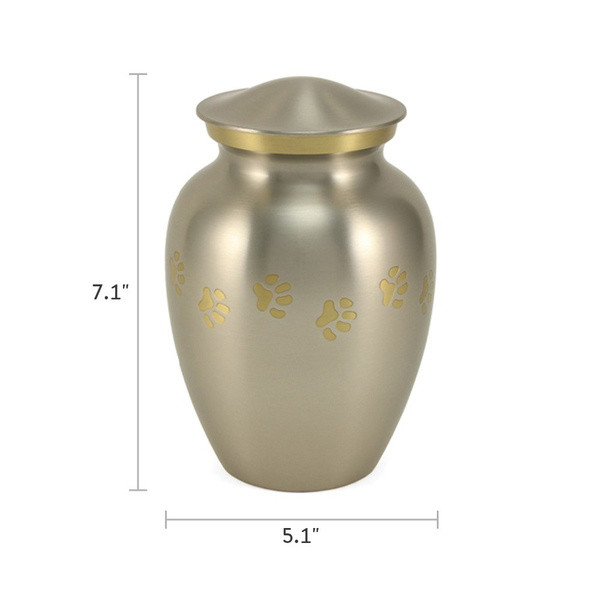 Paw Print Pewter Classic Vase Style Pet Cremation Urn