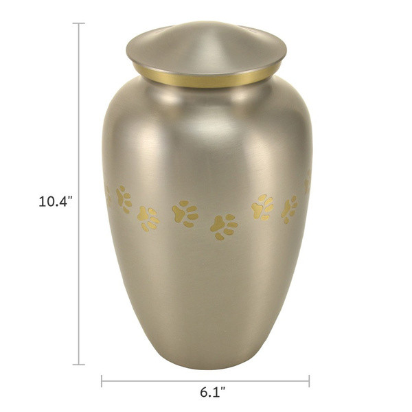 Paw Print Pewter Classic Vase Style Pet Cremation Urn