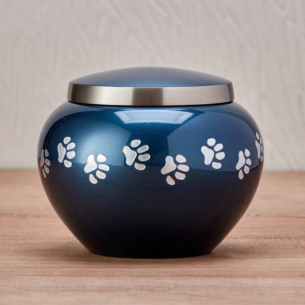 Paw Print Odyssey Moonlight Blue Classic Vase Style Pet Cremation Urn