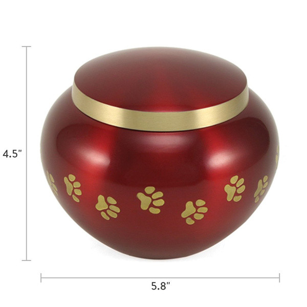 Paw Print Odyssey Crimson Classic Vase Style Pet Cremation Urn