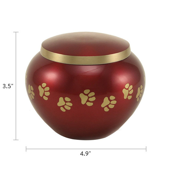 Paw Print Odyssey Crimson Classic Vase Style Pet Cremation Urn