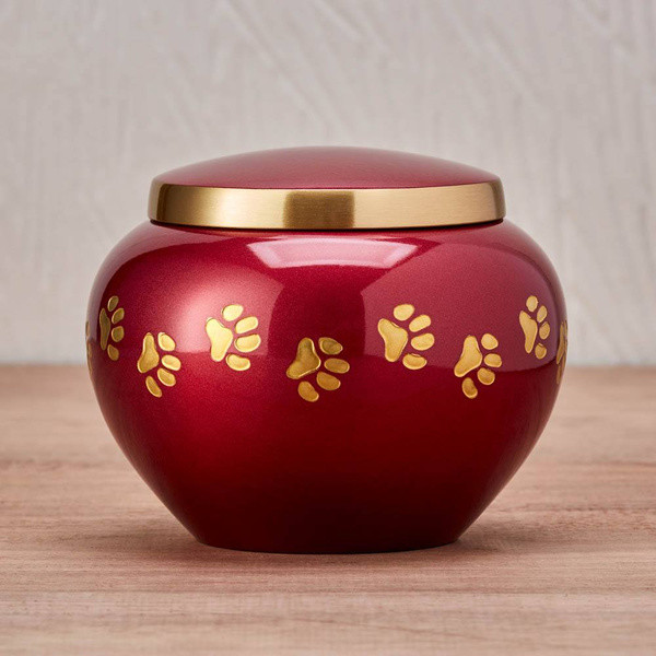 Paw Print Odyssey Crimson Classic Vase Style Pet Cremation Urn