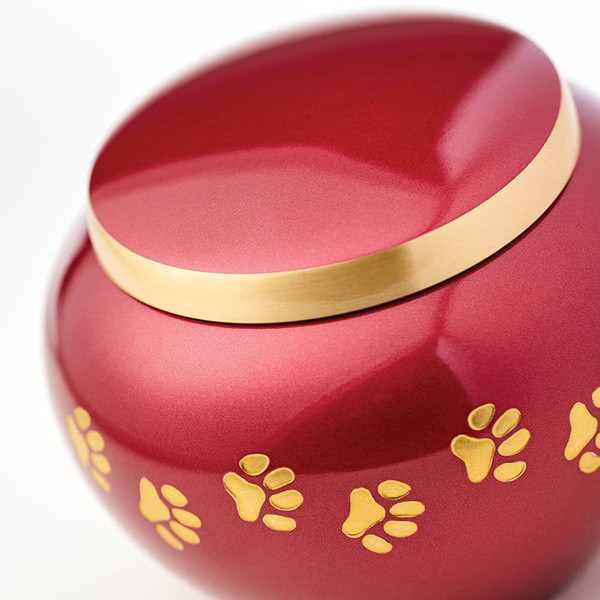 Paw Print Odyssey Crimson Classic Vase Style Pet Cremation Urn