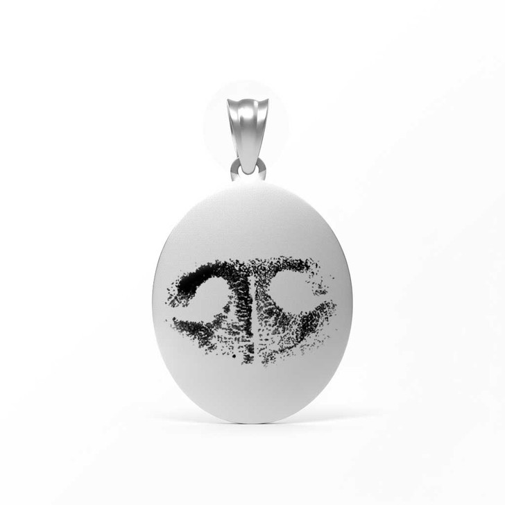 Oval Custom Paw Print / Nose Print Pet Memorial Necklace