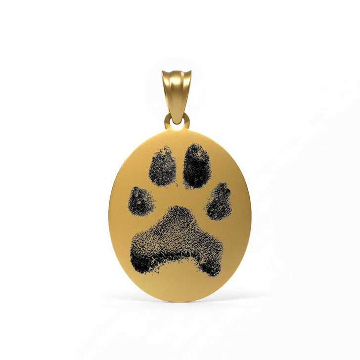 Oval Custom Paw Print / Nose Print Pet Memorial Necklace