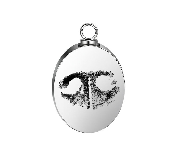 Oval Custom Paw Print / Nose Print Pet Memorial Necklace