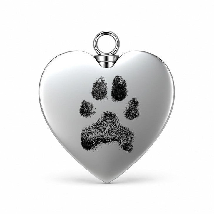 Heart Custom Paw Print / Nose Print Pet Memorial Necklace