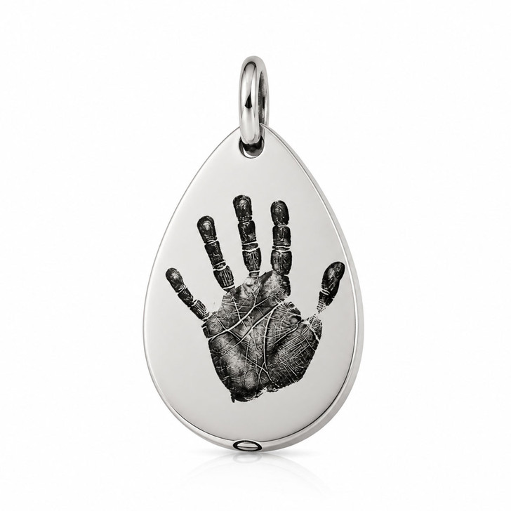 Tear Drop Custom Hand Print / Foot Print Baby Infant Memorial Necklace