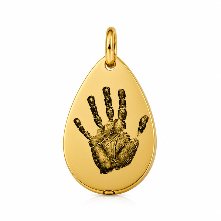 Tear Drop Custom Hand Print / Foot Print Baby Infant Memorial Necklace