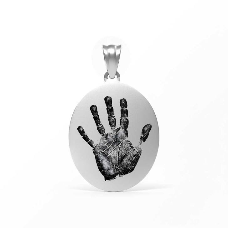 Oval Custom Hand Print / Foot Print Baby Infant Memorial Necklace