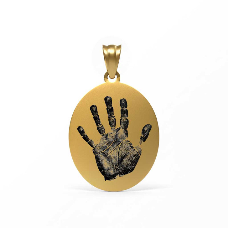 Oval Custom Hand Print / Foot Print Baby Infant Memorial Necklace