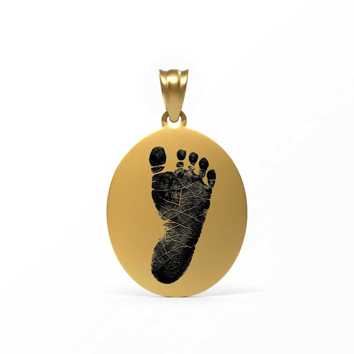 Oval Custom Hand Print / Foot Print Baby Infant Memorial Necklace