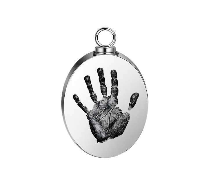 Oval Custom Hand Print / Foot Print Baby Infant Memorial Necklace